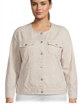 Bugle Boy Jacket Pink/Gray/White Button-Up VINTAGE Size 1X